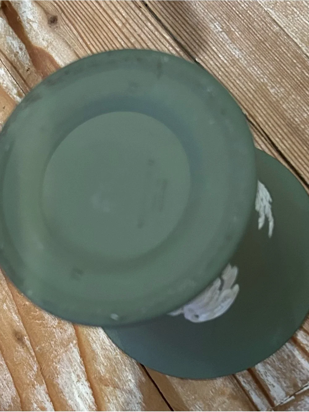 Wedgwood Green Jasperware Vase with White Relief